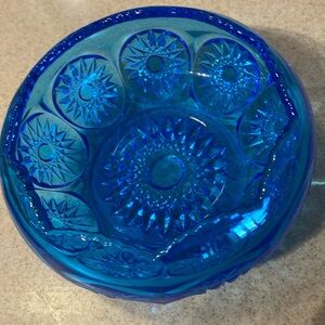 Vintage LE Smith Art Deco Blue Diamond and Starburst bowl. Excellent condition